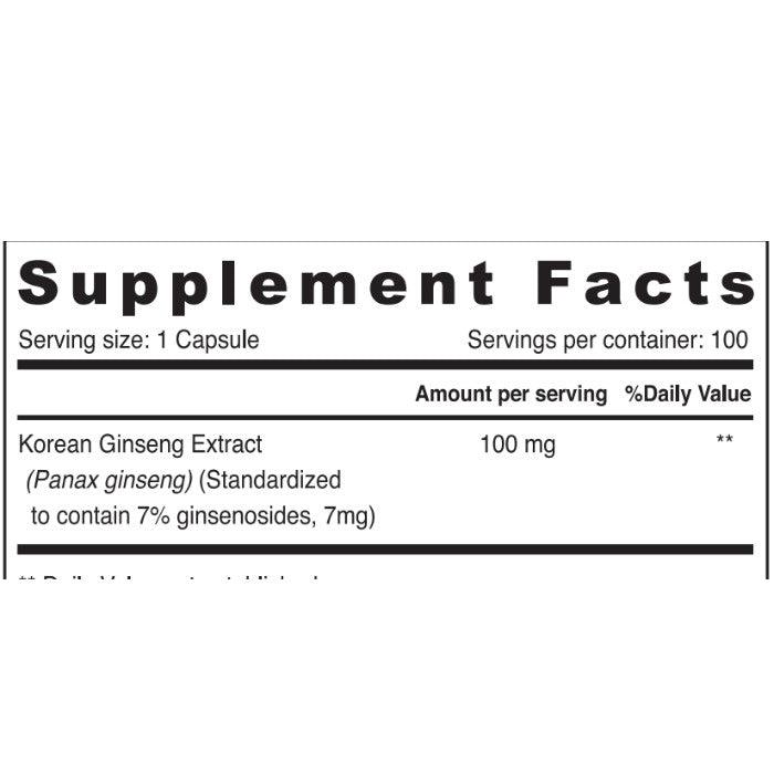 Sunshine Nutrition Korean Ginseng 100 Capsules - Wellness Shoppee