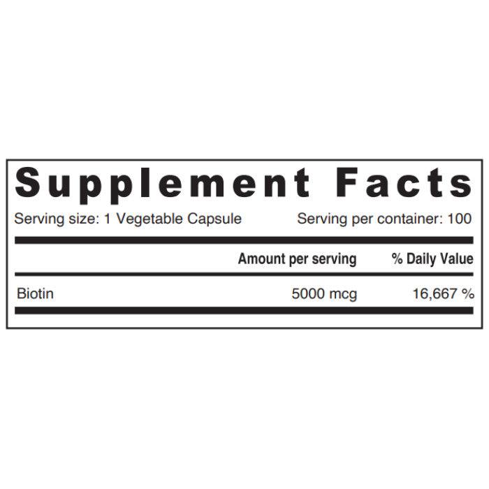 Sunshine Nutrition Biotin 5000mcg High Strength Formula 100 Capsules - Wellness Shoppee