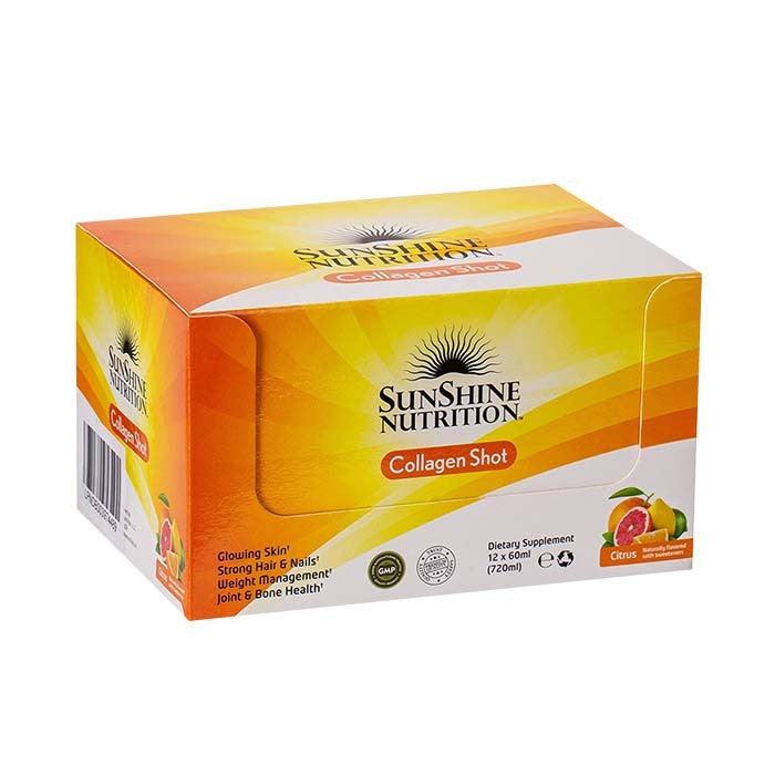 Sunshine Nutrition Collagen Shots Citrus Flavor 60 ml - Box of 12 Pieces - Wellness Shoppee