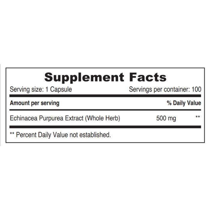 Sunshine Nutrition Echinacea 500 mg Vegetable Capsules 100's - Wellness Shoppee