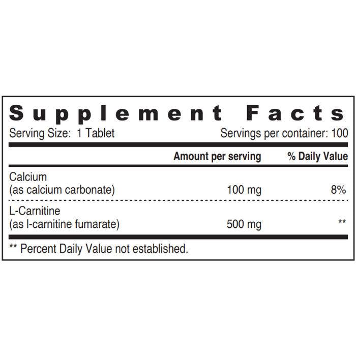 Sunshine Nutrition L- Carnitine 500 Mg With Calcium Tablets 100's - Wellness Shoppee