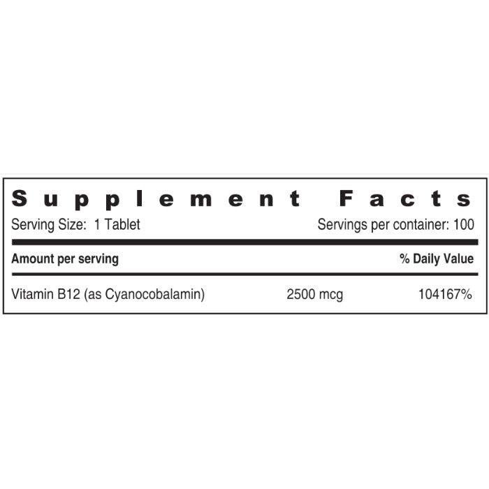 Sunshine Nutrition Vitamin B12 2500Mcg Rapid Action Tablet 100's - Wellness Shoppee