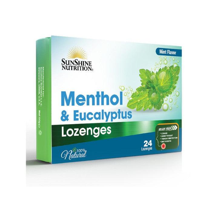 Sunshine Nutrition Menthol & Eucalyptus Lozenges Mint 24s - Wellness Shoppee