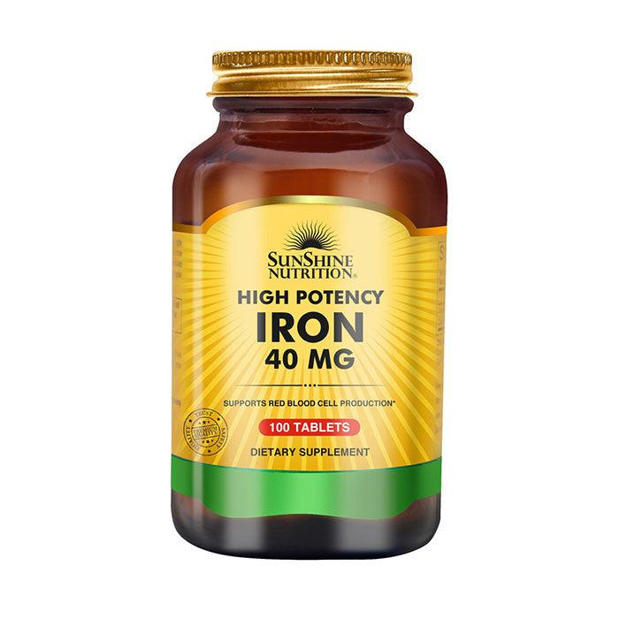 Sunshine Nutrition High Potency Iron 40 Mg Tabs 100s - Wellness Shoppee