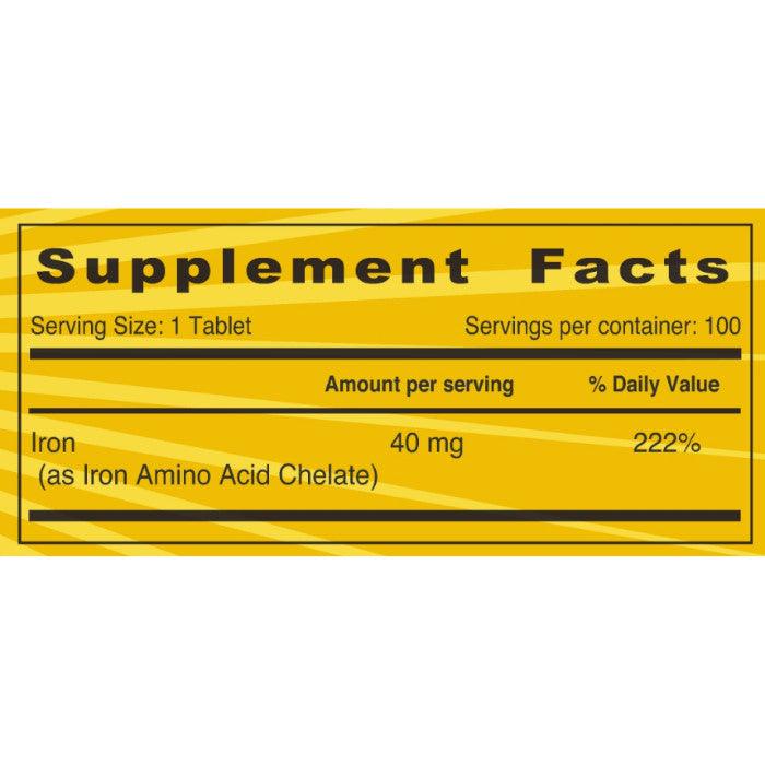 Sunshine Nutrition High Potency Iron 40 Mg Tabs 100s - Wellness Shoppee