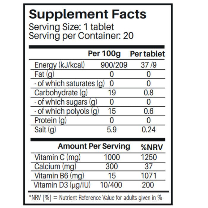 Sunshine Nutrition Cal-C 1000 With Vit D & B6 Sugarfree-20 Tablets - Wellness Shoppee