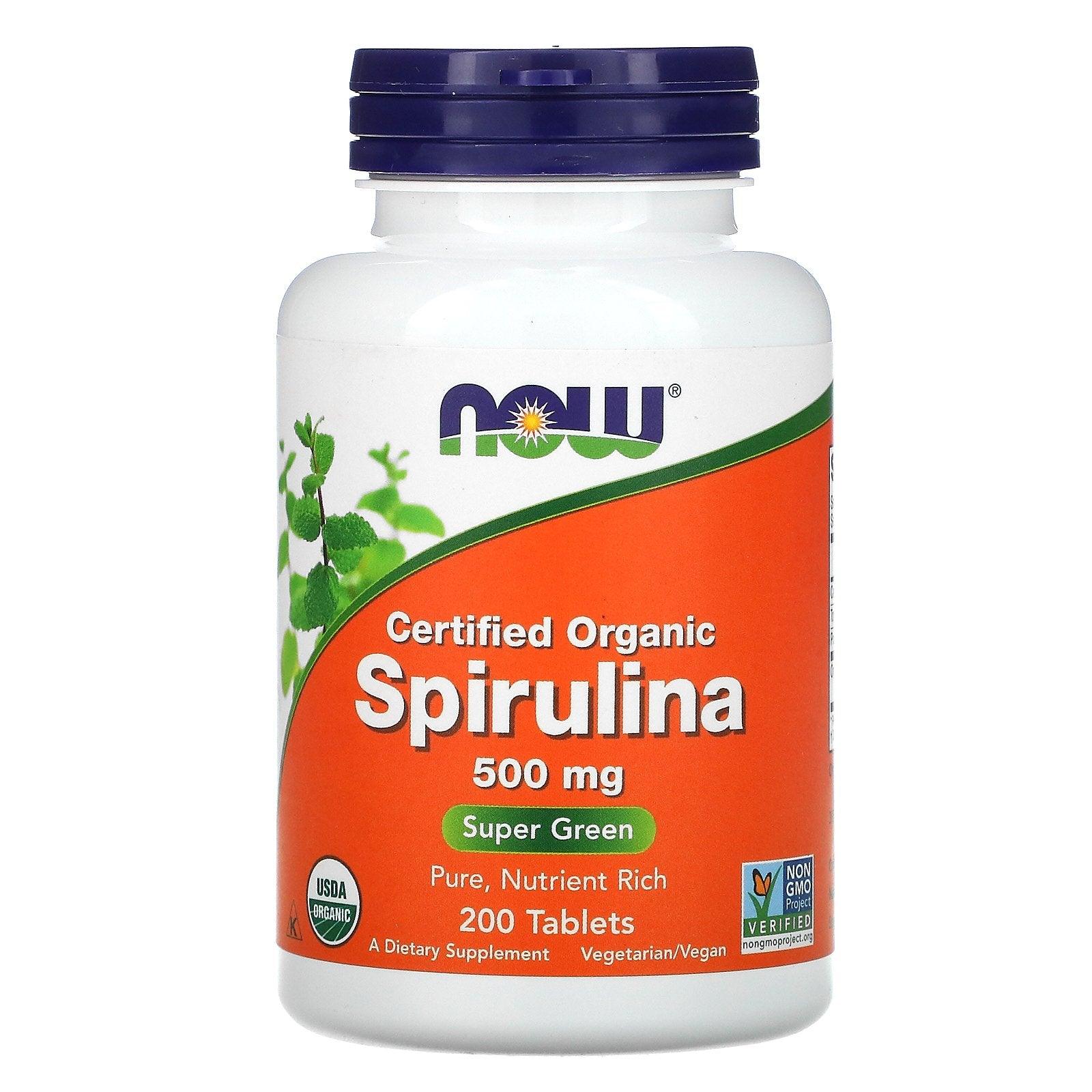 Now Organic Spirulina 500 Mg 200 Tablets - Wellness Shoppee