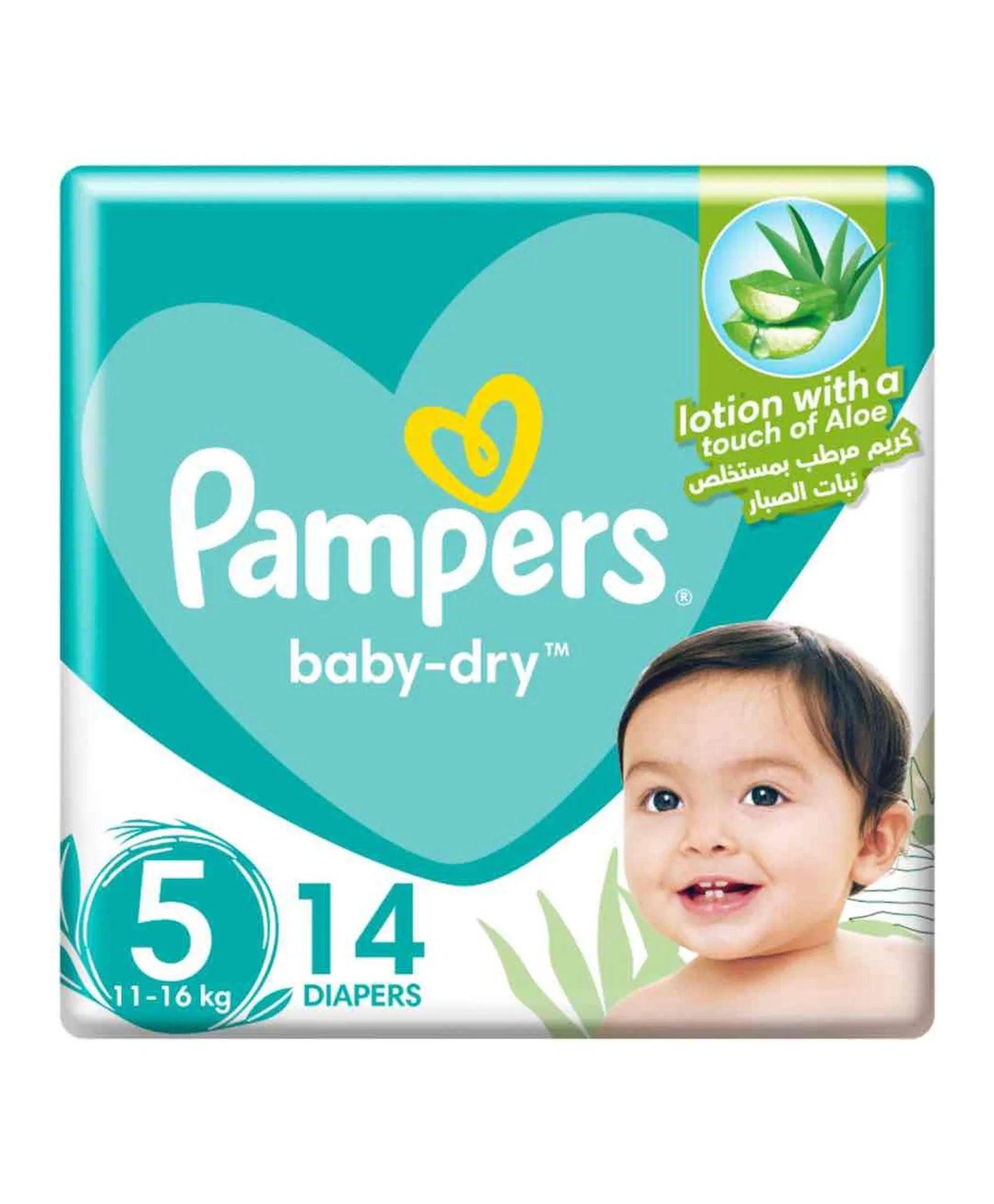 Pampers Baby Dry Diapers with Aloe Vera Lotion and Leakage Protection Size 5 - 14 - Wellness Shoppee