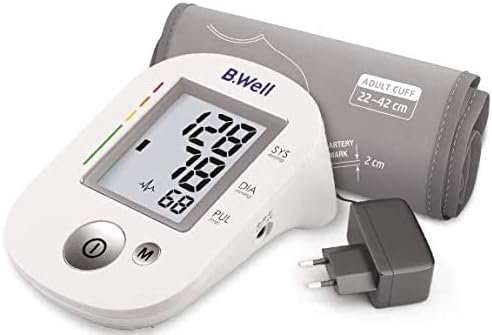 B.Well PRO-35-ML Automatic Blood Pressure Monitor with 22cm - 42cm Size Medium-Large Cuff with Charger Adapter