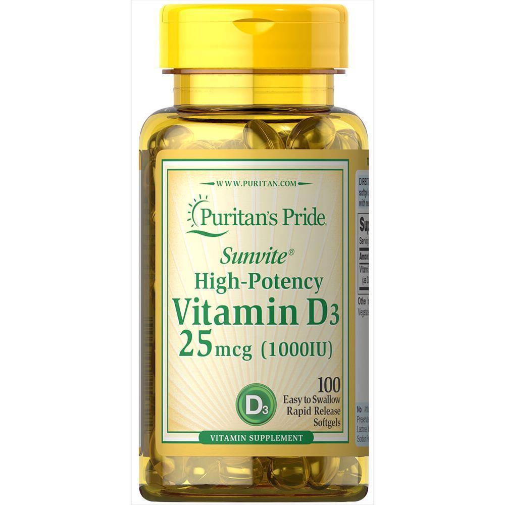 Puritan's Pride High Potency Vitamin D3 1000IU Softgels 100's - Wellness Shoppee