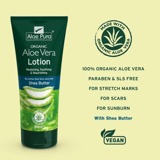 Aloe Pura Organic Aloe Vera Lotion Shea Butter 200ml - Wellness Shoppee