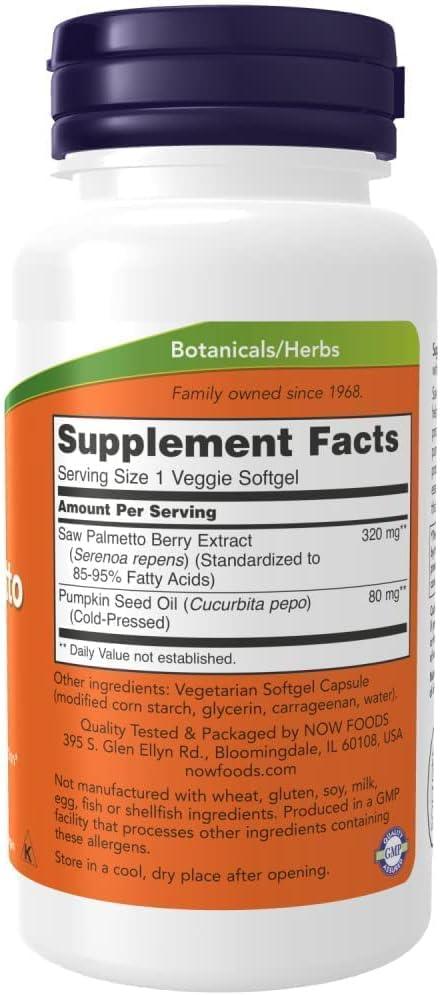 Now Saw Palmetto Extract, 320 Mg 90 Veggie Softgels - Wellness Shoppee