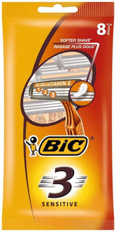 BiC 3 Sensitive Triple Blade Disposable Razor - 8 Pack - Wellness Shoppee