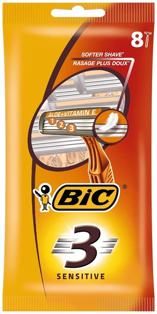 BiC 3 Sensitive Triple Blade Disposable Razor - 8 Pack - Wellness Shoppee