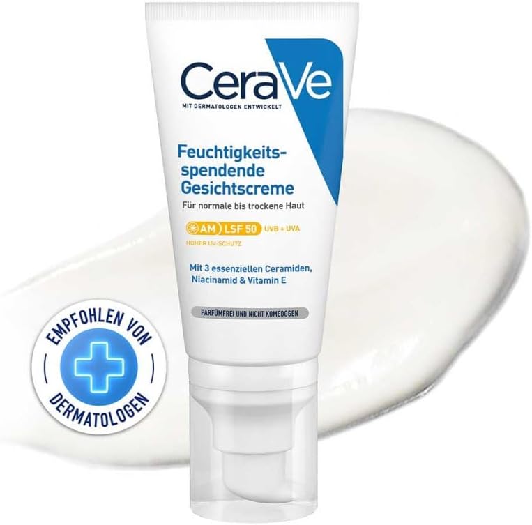 CeraVe AM Facial Moisturising Lotion SPF50 with Ceramides & Vitamin E for Normal to Dry Skin 52ml