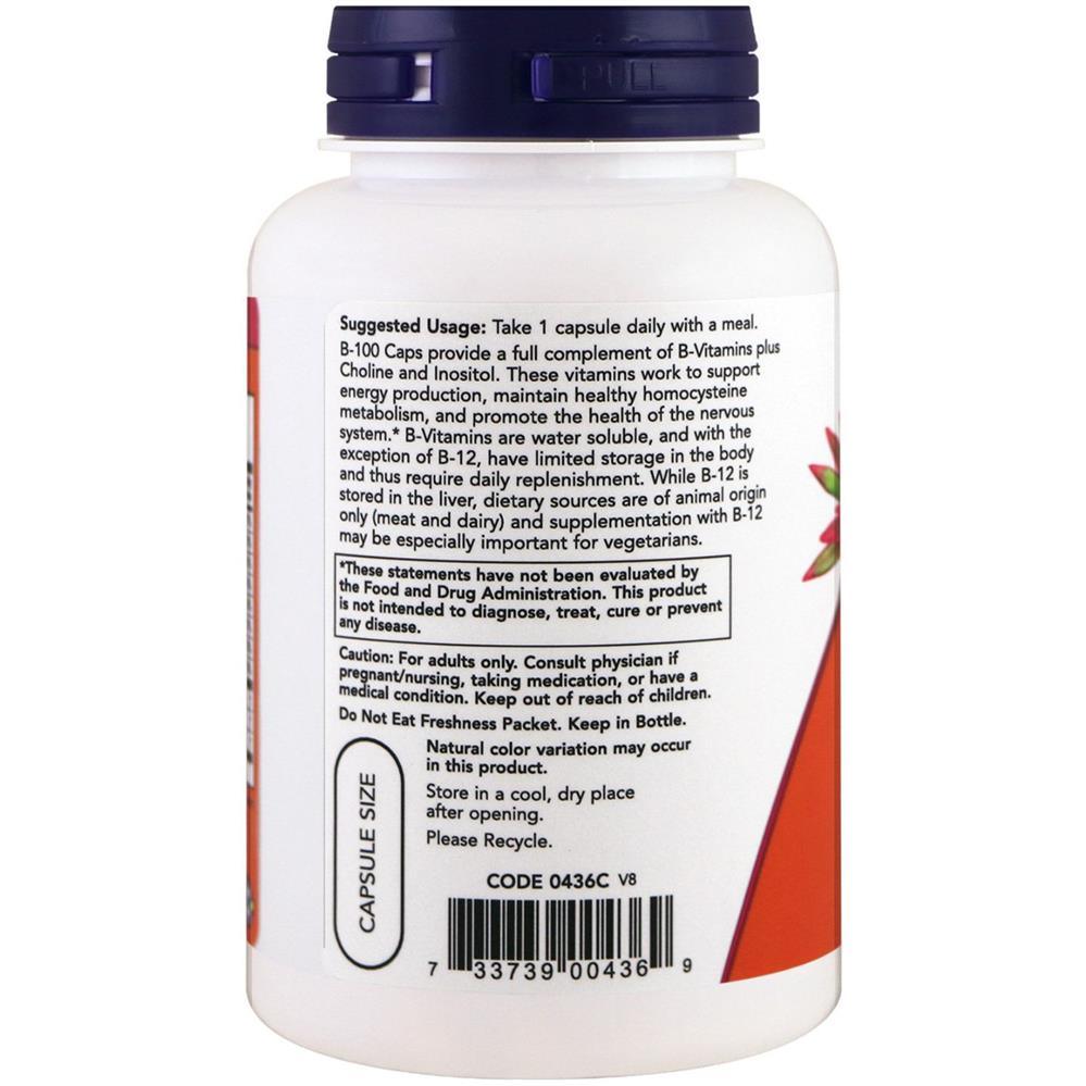 Now B-100 Nervous System Health Veg Capsules 100's - Wellness Shoppee