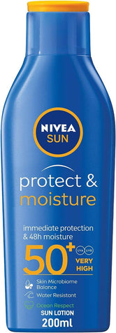 NIVEA SUN Lotion, UVA & UVB Protection, Protect & Moisture, SPF 50+, 200ml - Wellness Shoppee