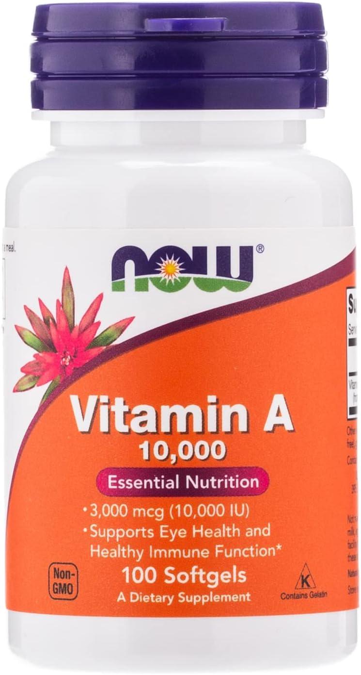 Now Vitamin A, 10, 000 Iu, 100 Softgels - Wellness Shoppee