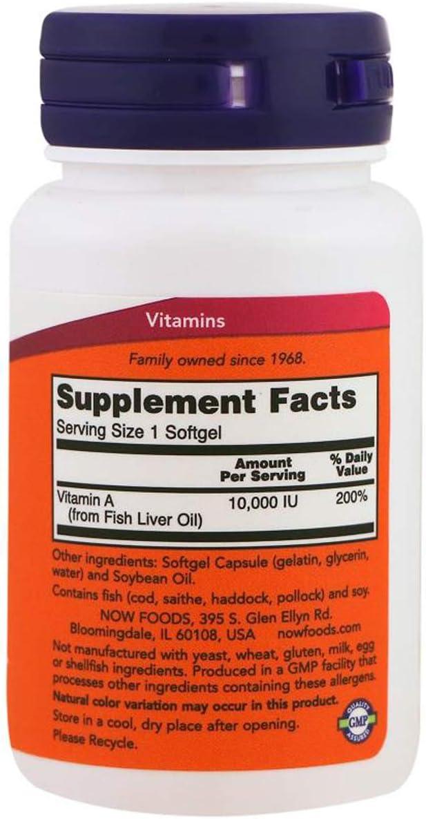 Now Vitamin A, 10, 000 Iu, 100 Softgels - Wellness Shoppee