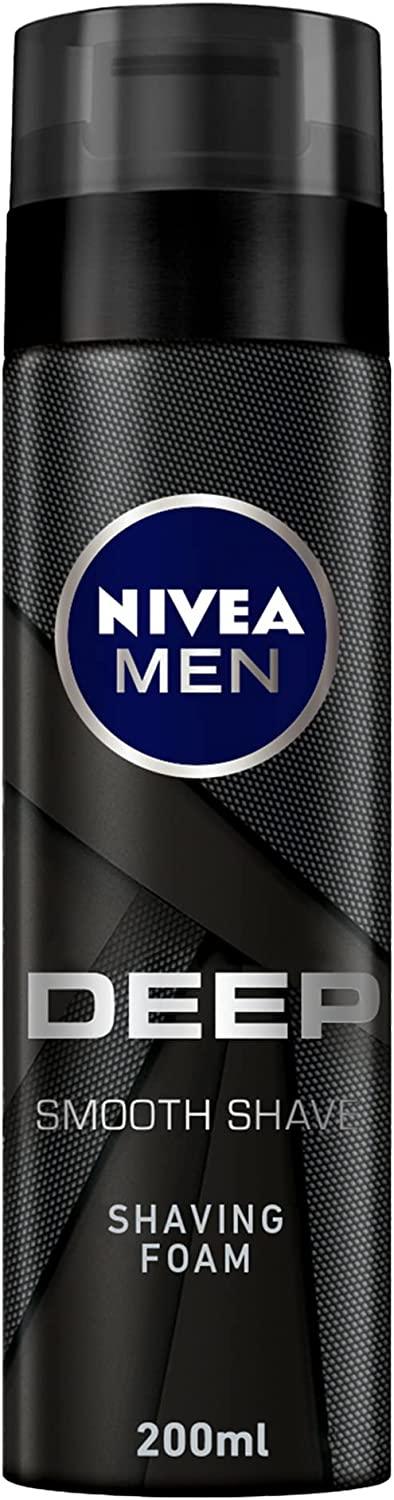 NIVEA MEN Shaving Foam, DEEP Smooth Shave Antibacterial Black Carbon, 200ml - Wellness Shoppee