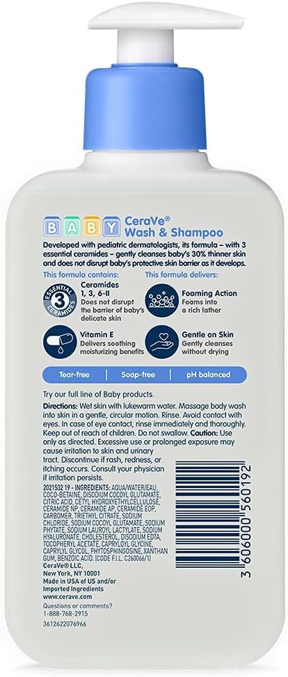Cerave baby wash & shampoo, fragrance, paraben, & sulfate free shampoo