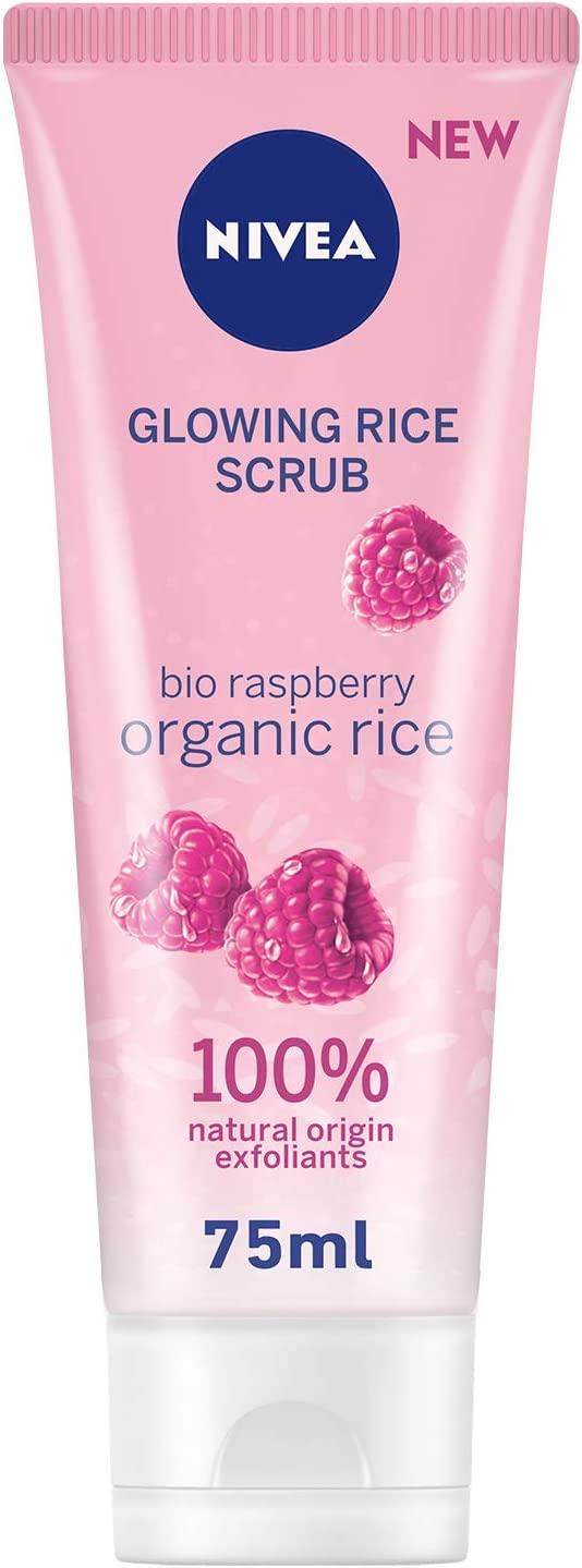 NIVEA Face Rice Scrub Glowing, Organic Rice & Bio Raspberry, Dry & Sensitive Skin, 75ml - Wellness Shoppee