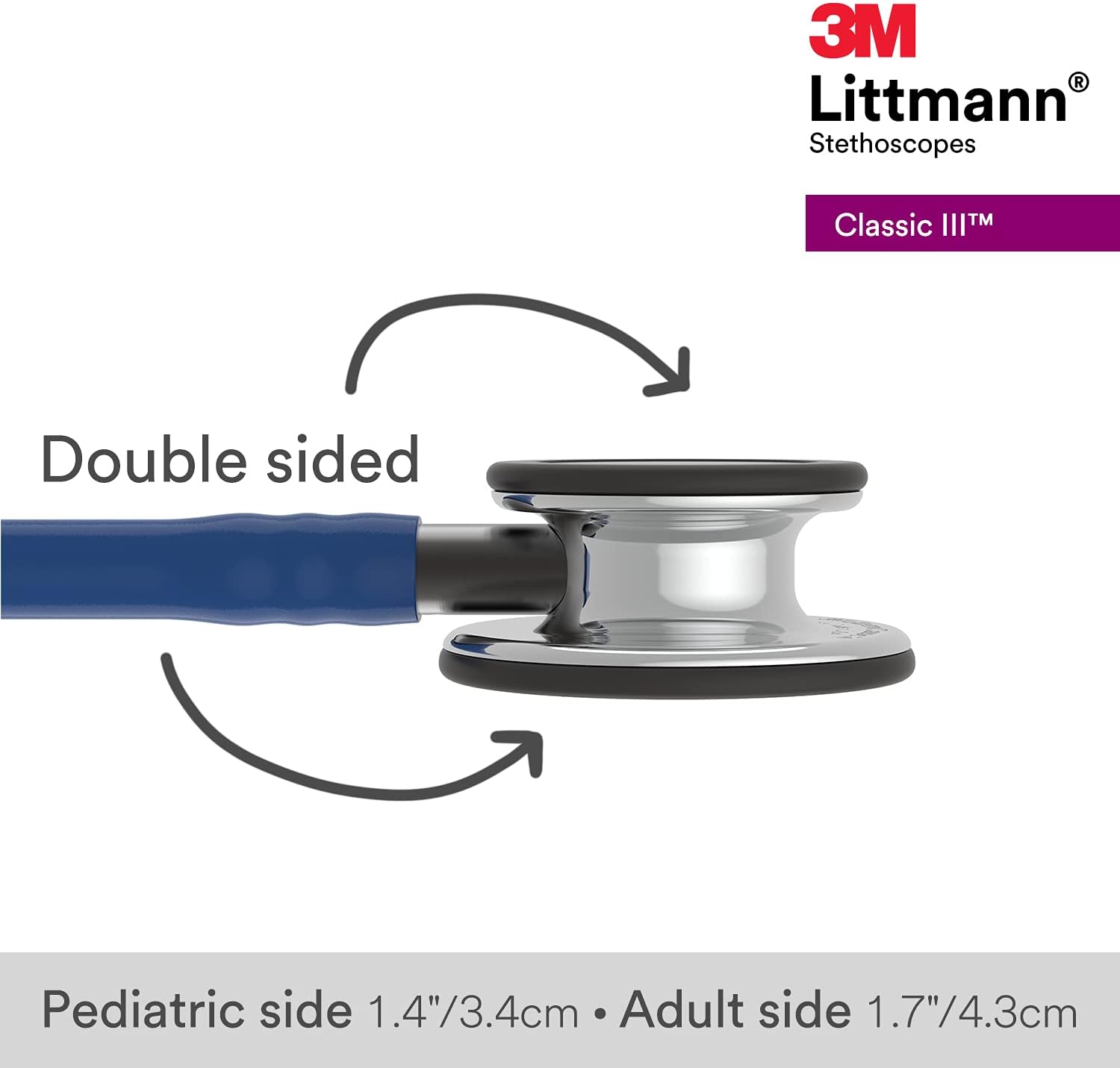 3M™ Littmann® Classic III™ Monitoring Stethoscope with Free Laser Engraving (Navy Blue Mirror 5863)