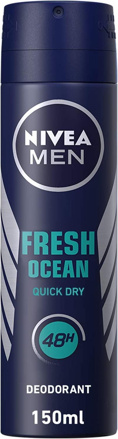 NIVEA MEN Deodorant Spray for Men, Fresh Ocean Aqua Scent, 150ml - Wellness Shoppee