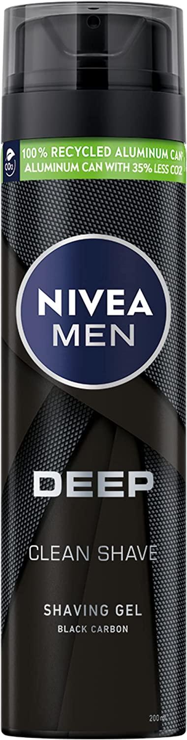 NIVEA MEN Shaving Gel, DEEP Clean Shave Antibacterial Black Carbon, 200ml - Wellness Shoppee