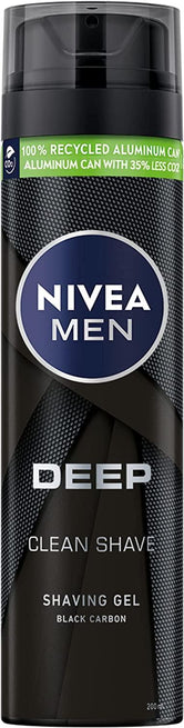 NIVEA MEN Shaving Gel, DEEP Clean Shave Antibacterial Black Carbon, 200ml - Wellness Shoppee