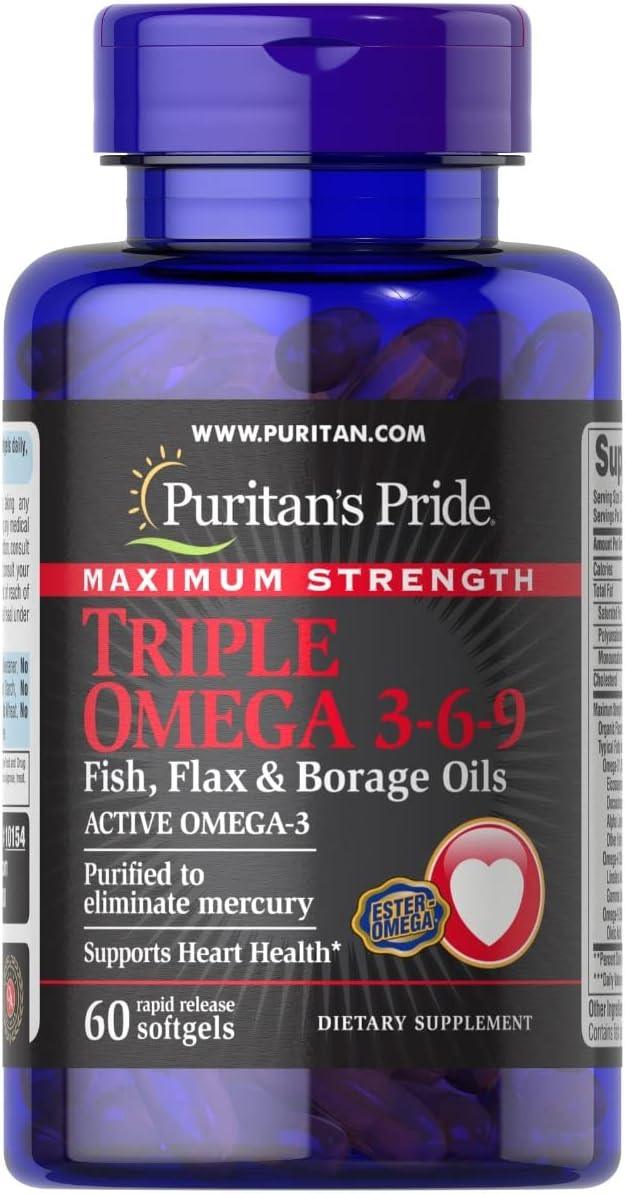 Puritan's Pride Omega 3-6-9 Maximum Strength (60 Soft Gels) - Wellness Shoppee