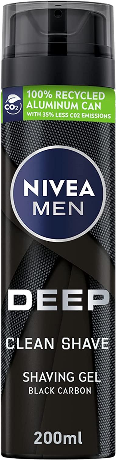 NIVEA MEN Shaving Gel, DEEP Clean Shave Antibacterial Black Carbon, 200ml - Wellness Shoppee