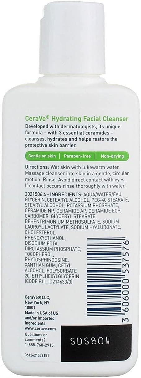 CeraVe CeraVe, Hydrating Facial Cleanser, For Normal to Dry Skin, 3 87 ml
