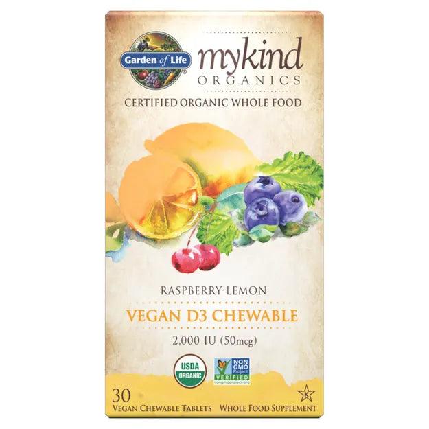 Garden of Life Mykind Organics Vegan D3 2,000 IU Raspberry Lemon 30 Chewables - Wellness Shoppee