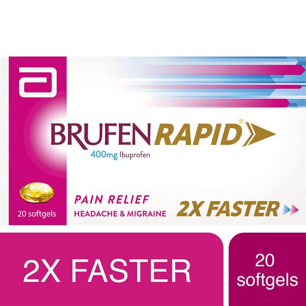 Skip to the beginning of the images gallery BRUFEN RAPID 400MG SOFTGELS 20S - Wellness Shoppee