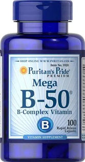 Puritan's Pride Vitamin B-50 Complex, Nervous System Support, 100 Count - Wellness Shoppee