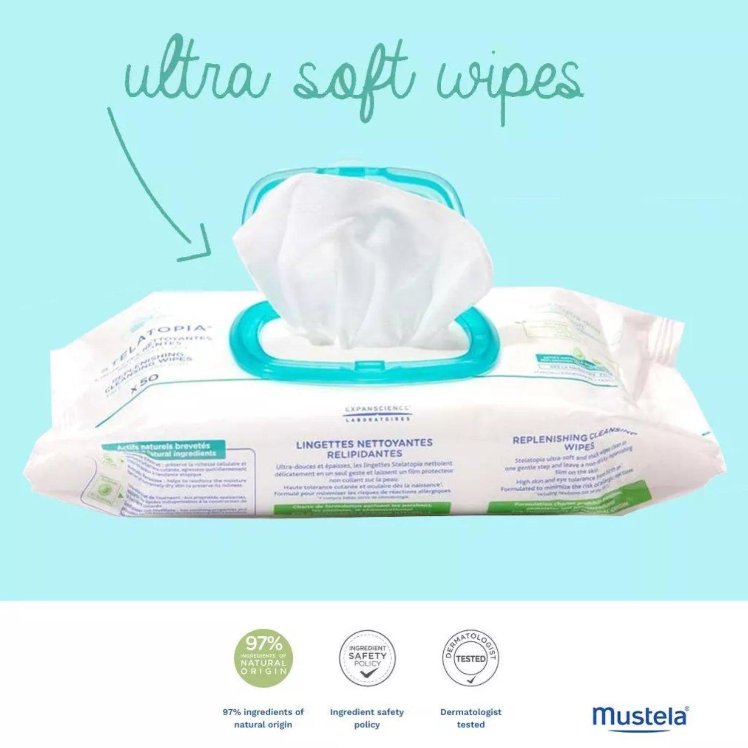 Mustela Stelatopia Replenishing Cleansing Wipes 50's - Wellness Shoppee