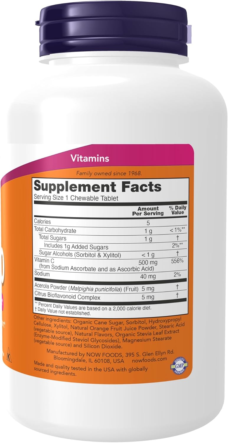 Now Foods Vitamin C500 Chewable Orange, 100 Tabs