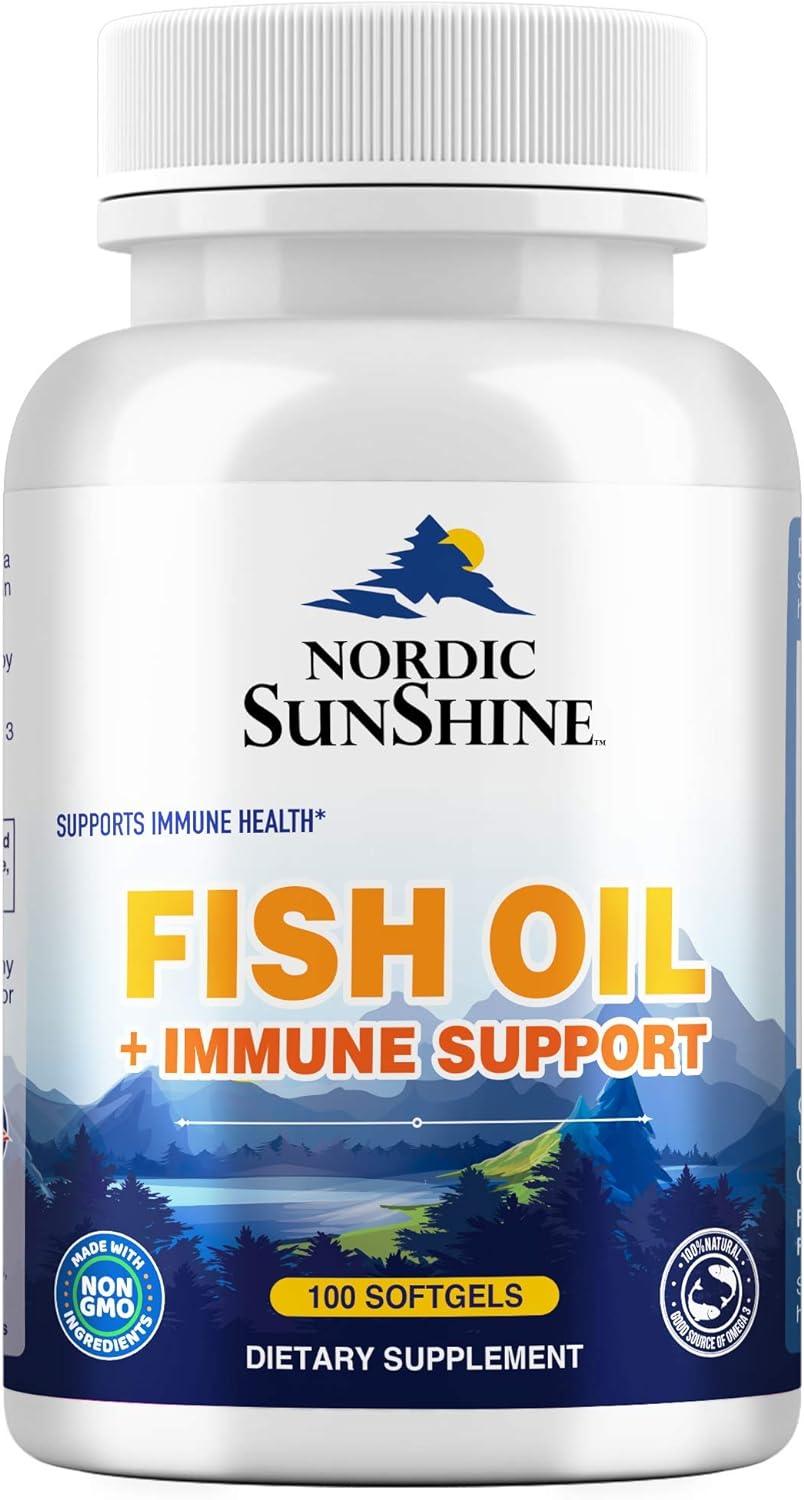 Nordic Sunshine Fish Oil 1300mg Plus Immune Support, 100 Softgels - Wellness Shoppee