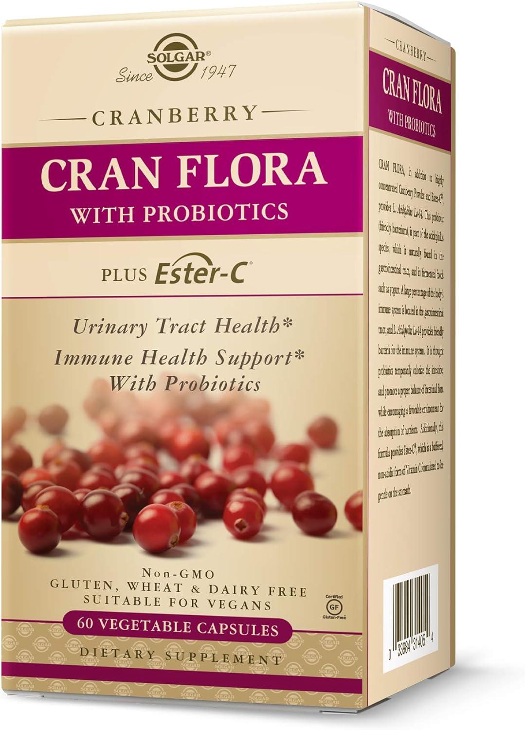 Solgar Cran Flora with Probiotics Plus Ester-c Vegi - 60 Caps - Wellness Shoppee