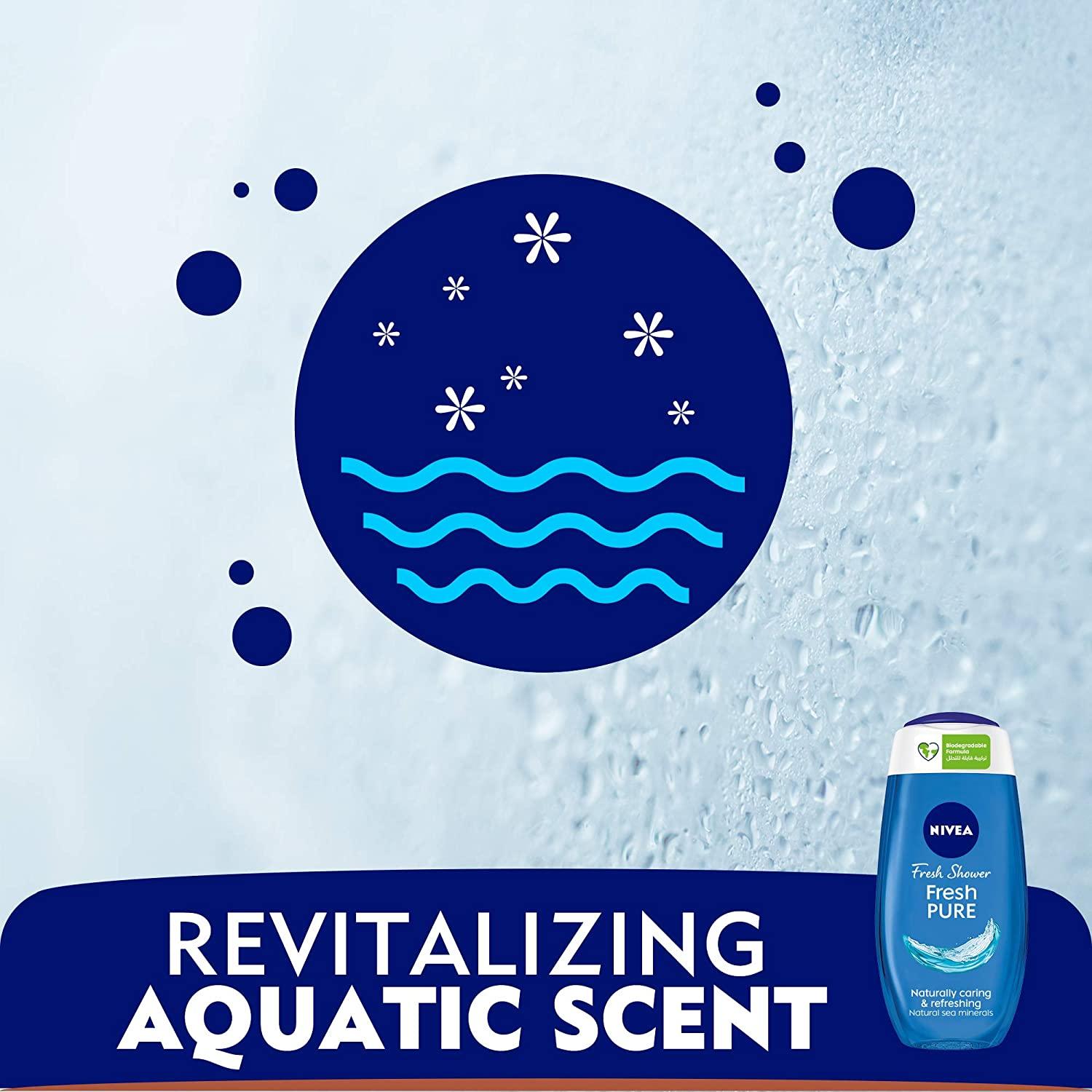 NIVEA Shower Gel Body Wash, Fresh Pure Sea Minerals Aquatic Scent, 250ml - Wellness Shoppee