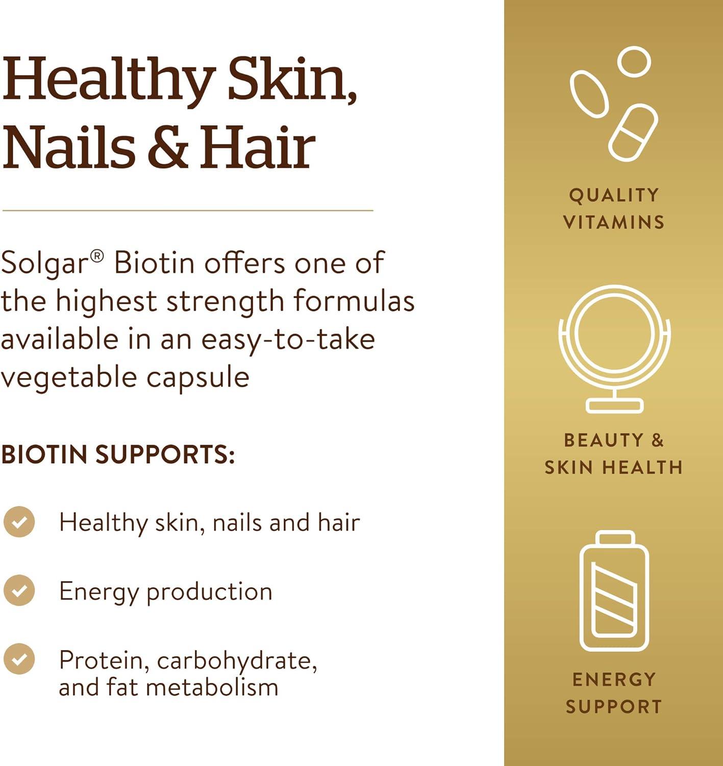 Solgar Biotin 10,000 Mcg, 60 Vegetable Capsules - Wellness Shoppee