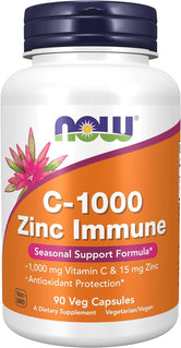 NOW Supplements, C-1000 & Zinc Immune, Seasonal Support Formula*, Antioxidant Protection*, 90 Veg Capsules - Wellness Shoppee