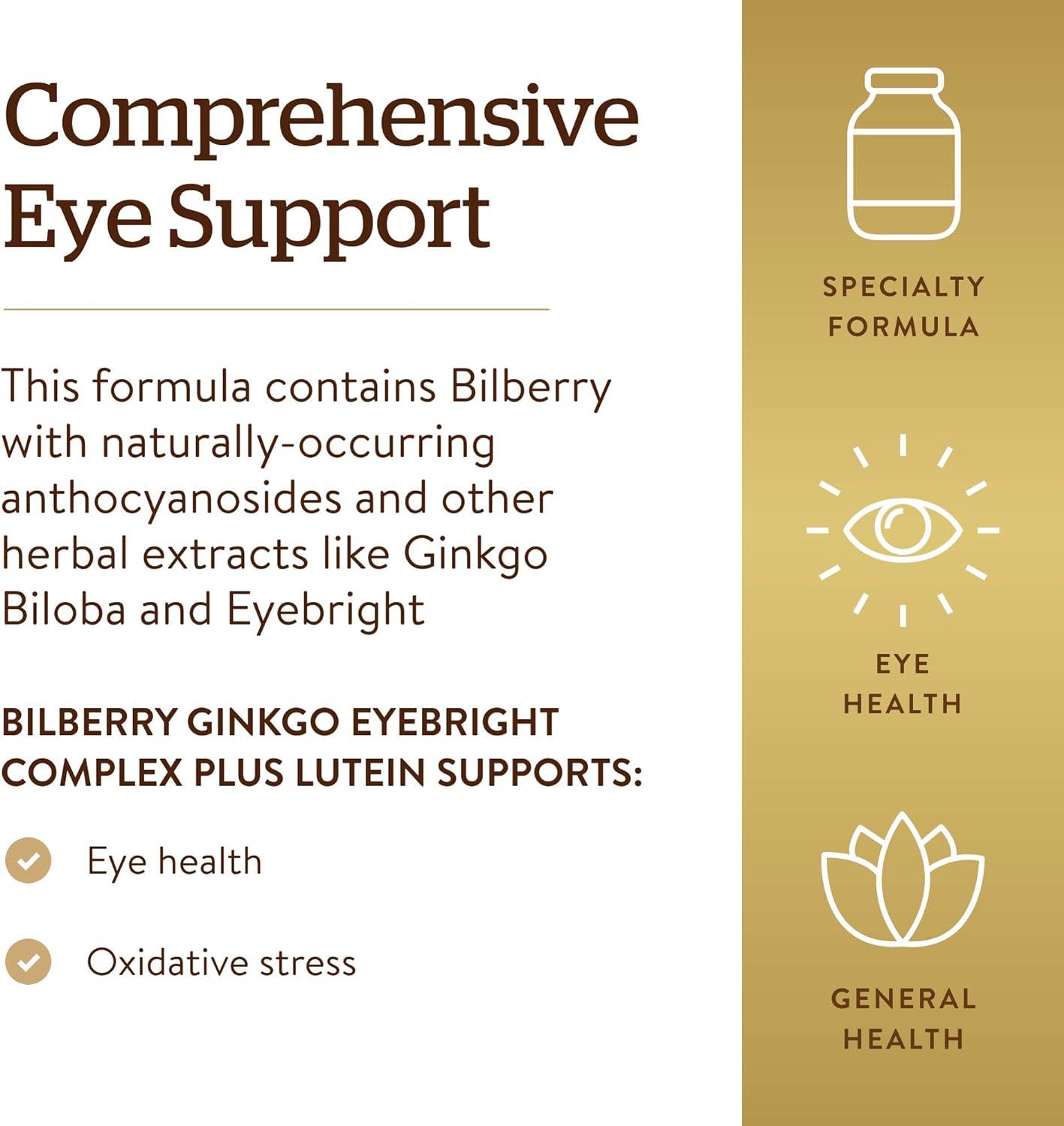 Solgar Bilberry Ginkgo Eyebright Complex Plus Lutein 60 Vegetable Capsules - Wellness Shoppee