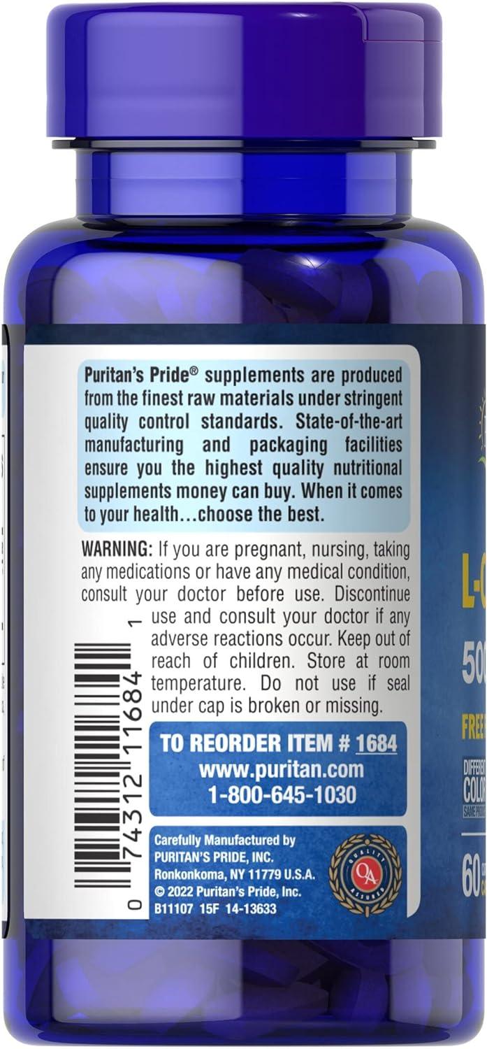 Puritan's Pride L-Carnitine - 500mg,60s - Wellness Shoppee