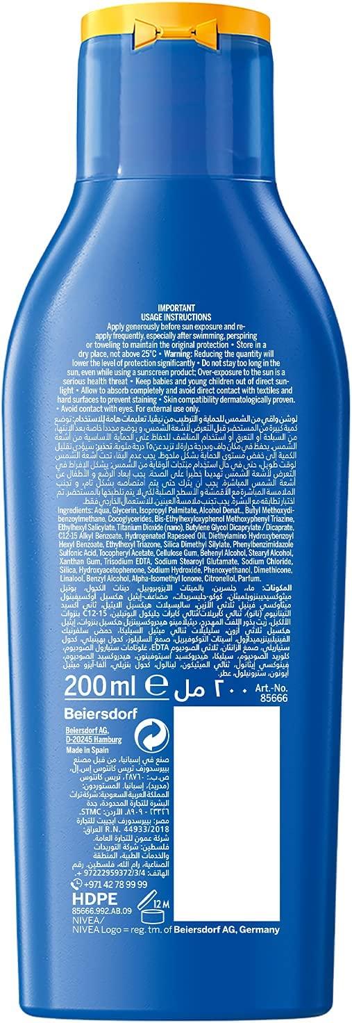 NIVEA SUN Lotion, UVA & UVB Protection, Protect & Moisture, SPF 50+, 200ml - Wellness Shoppee