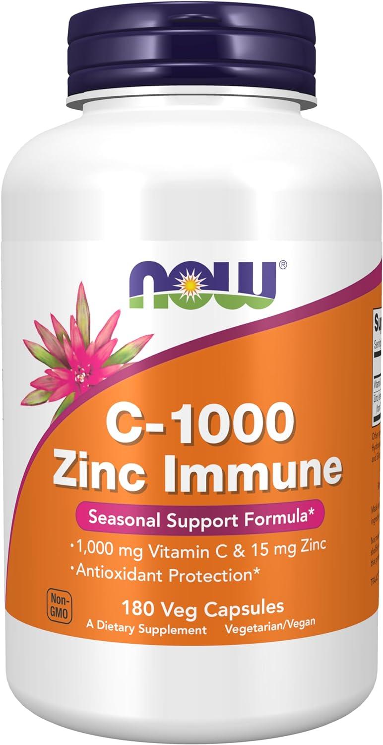 NOW Foods, C-1000 Zinc Immune , 180 Veg Capsules - Wellness Shoppee