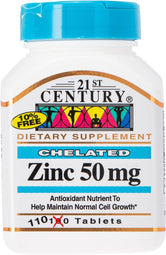 21st Century Chelated Zinc 50 mg, 110 Tablets - Wellness Shoppee