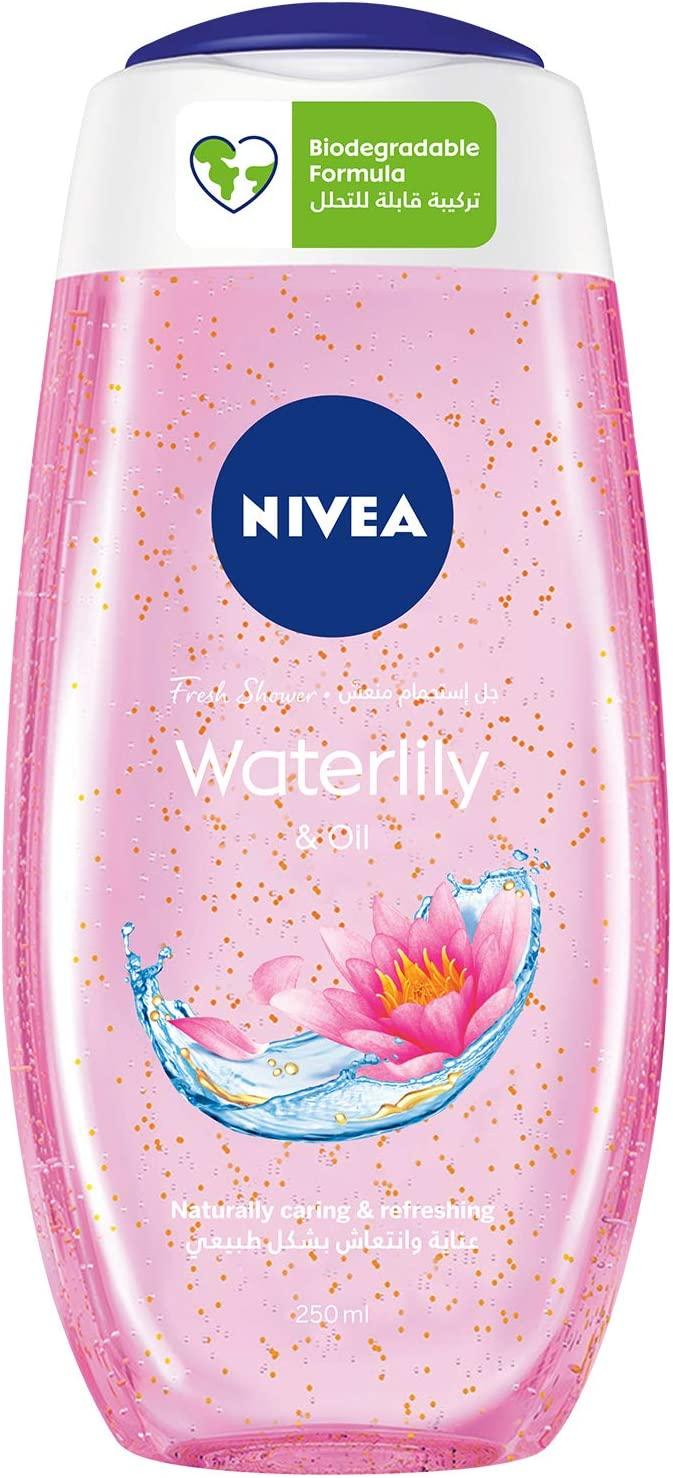 NIVEA Shower Gel Body Wash, Cleansing Waterlily & Oil with Caring Oil Pearls and Waterlily Scent, 250ml - Wellness Shoppee