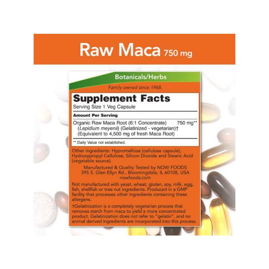 Now Maca Raw 750mg Veg Capsules  90s